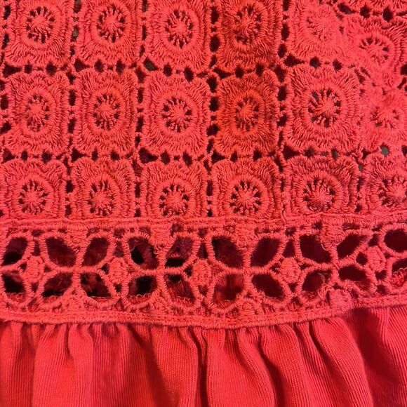Ellos Red Smocked Sleeveless Tank Top - Picture 2 of 3